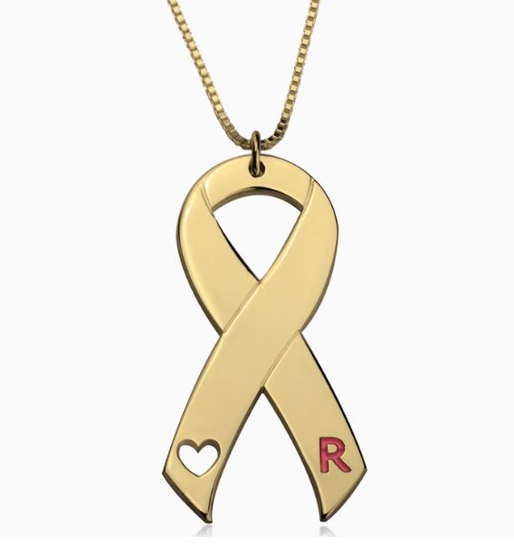 Breast Cancer Ribbon Initial