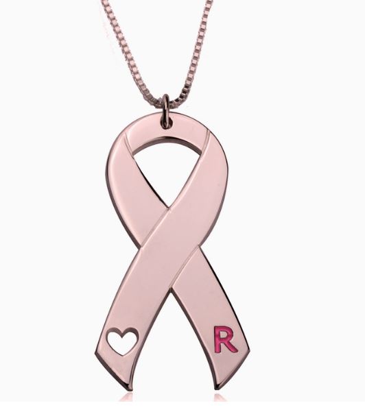 Breast Cancer Ribbon Initial